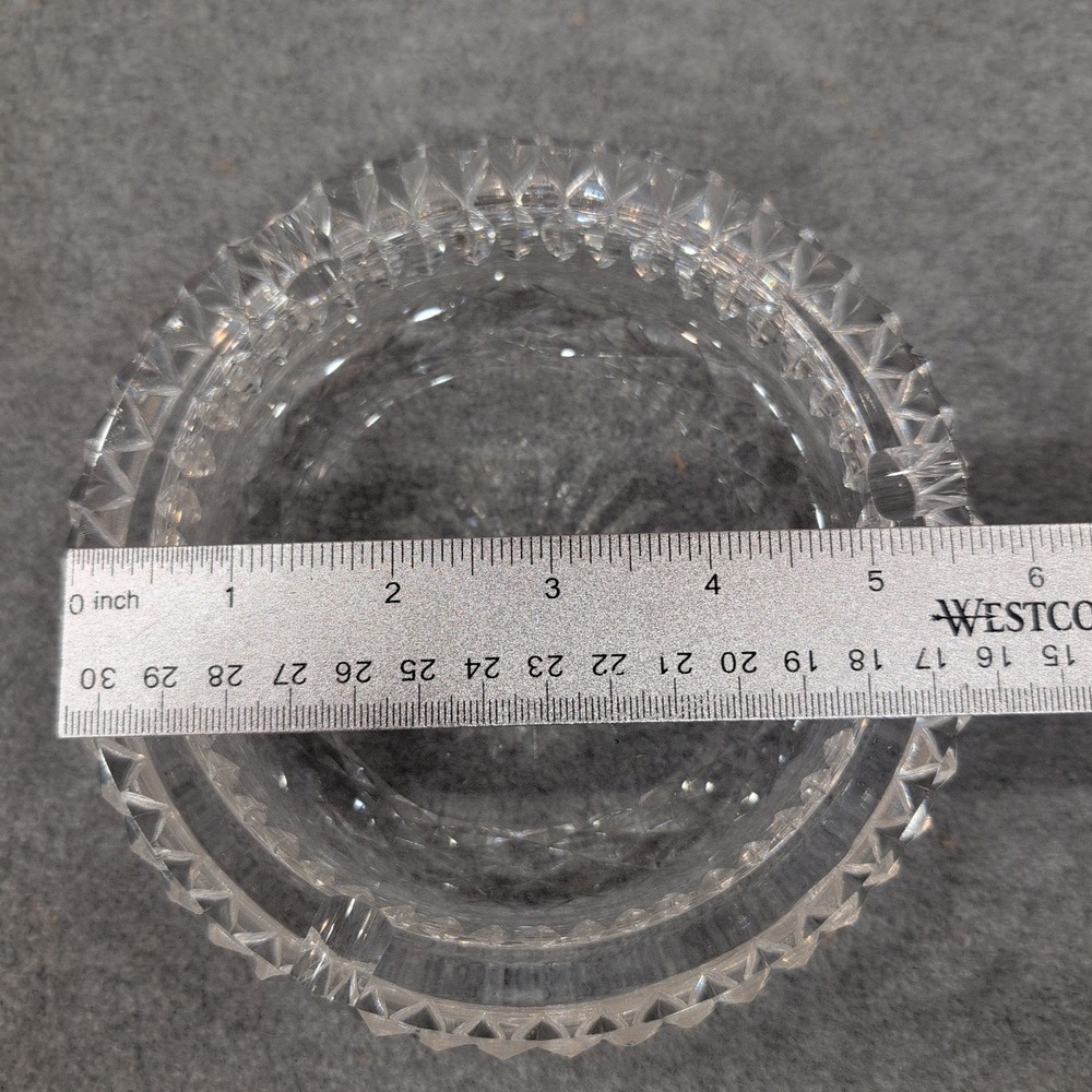 Vintage‎ Crystal Glass Ashtray Clear Round Cut Diamond Pattern Tobacciana - Picture 5 of 5